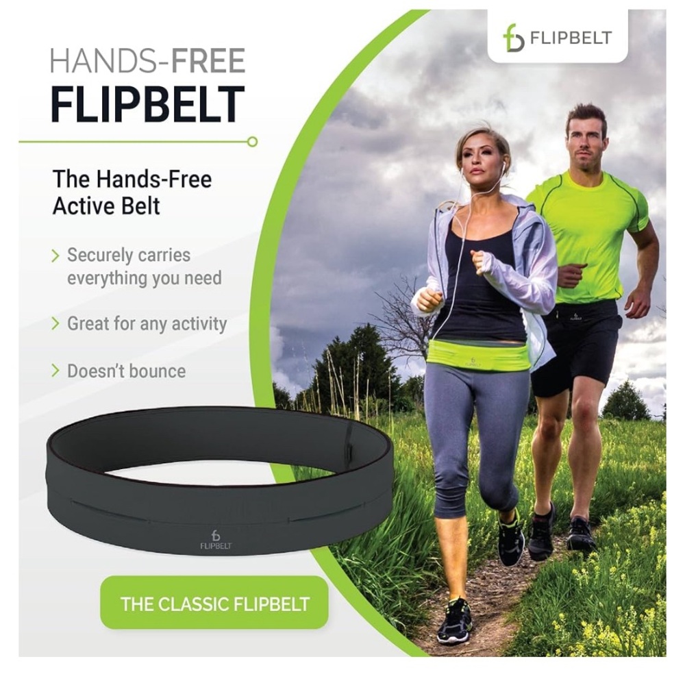 FREE SHIPPING! Great for exercising! 2 Flipbelts in Carbon gray